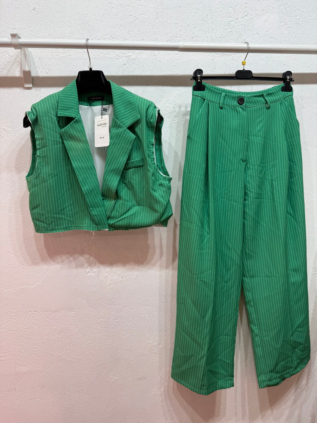 Coordinato verde gessato